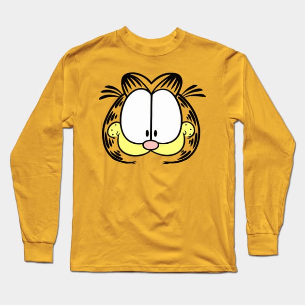 Happy Face of Orange Lasagna Cat Long Sleeve T-Shirt by HeyListen